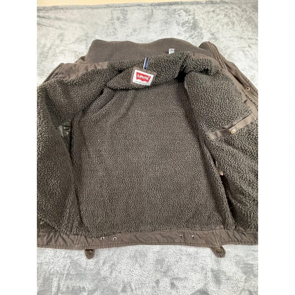 Levi's Brown Canvas Sherpa Lined Work Jacket Men's M Insulated